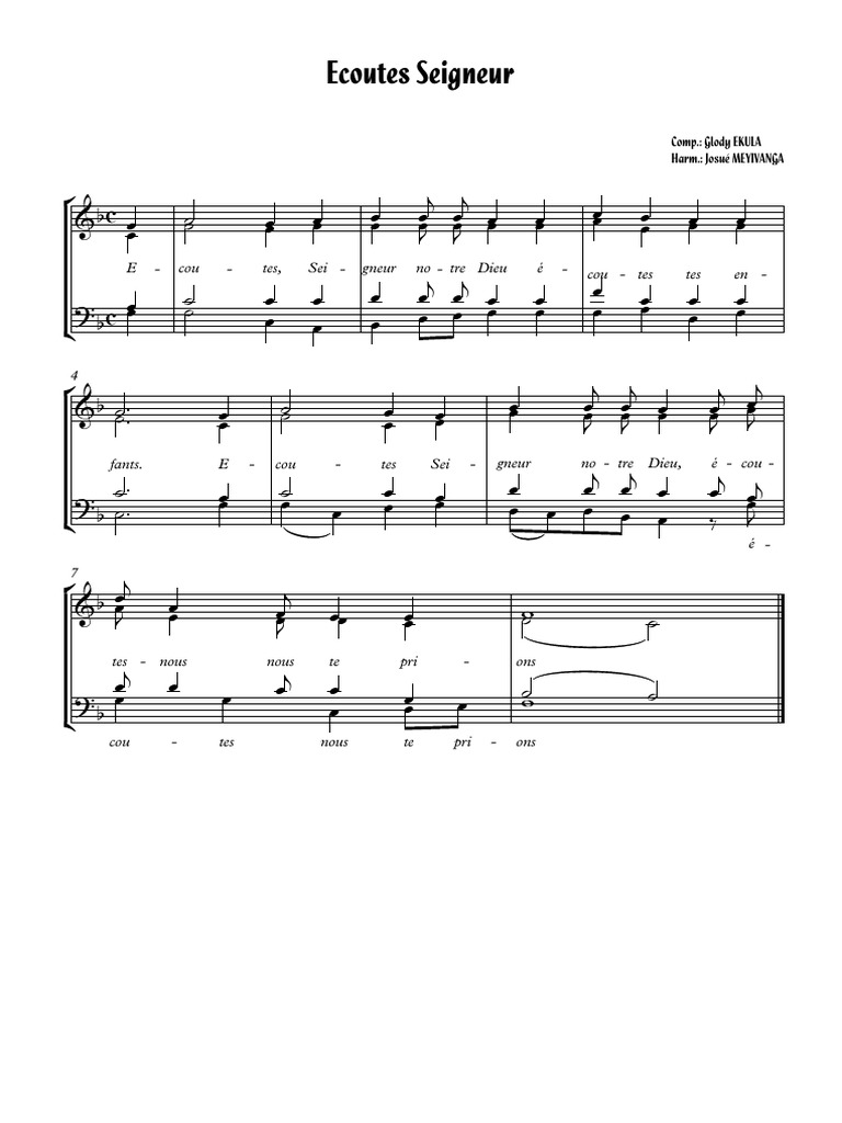 Écoute Seigneur - Partition musicale | PDF | Phonétique | Alphabet latin