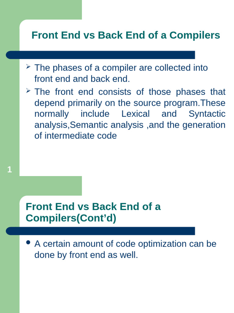 Compiler Front End vs Back End Explained | PDF | Compiler | Parsing