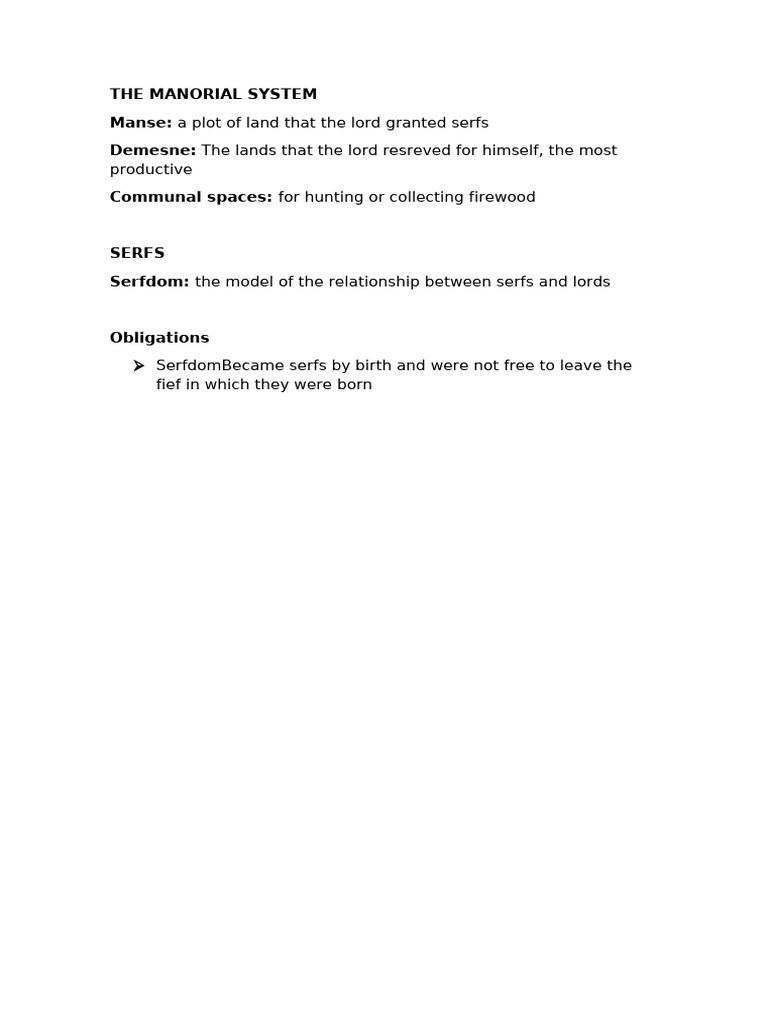 The Manorial System Explained | PDF