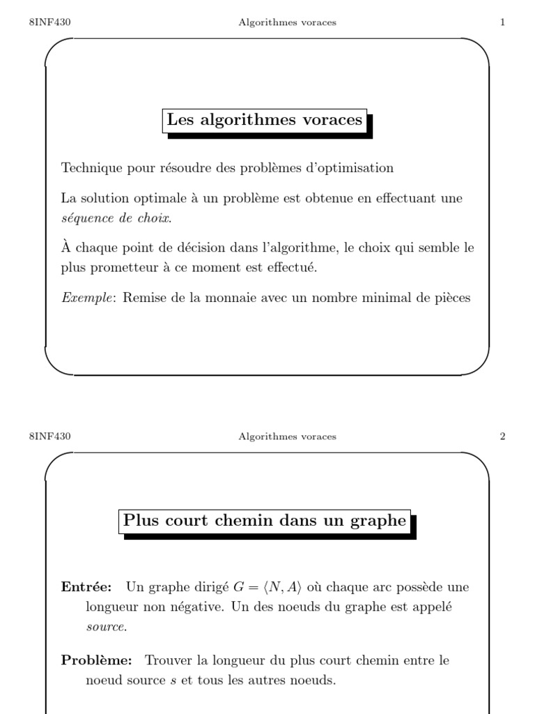 Algorithmes Voraces en Optimisation | PDF | Informatique théorique ...
