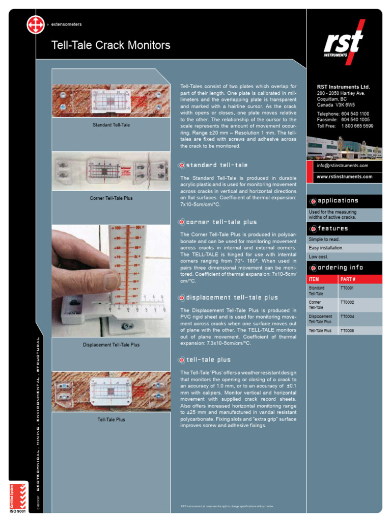 Tell Tale Crack Meters EXB0008F | PDF | Materials | Building Engineering
