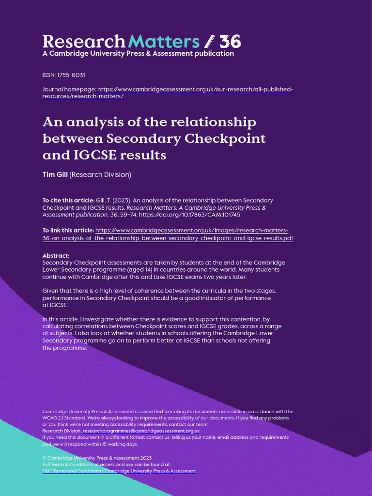 Research Matters 36 An Analysis of The Relationship Between Secondary ...