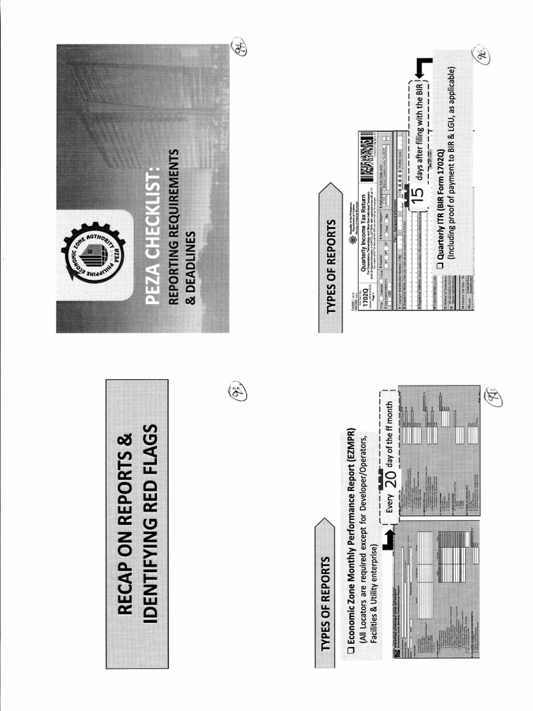 3 - Peza Checklist Reports & Deadline | PDF
