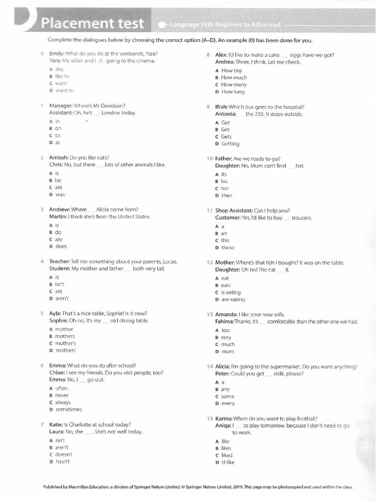 Placement Test | PDF