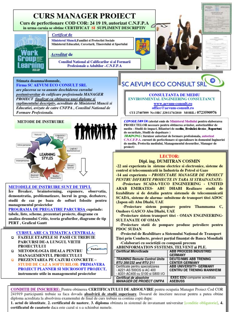 Cost Tematica Manager Proiect