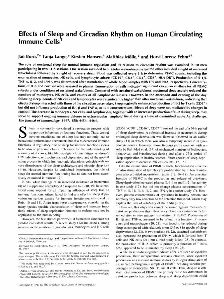 Effects of Sleep and Circadian Rhythm On Human Cir | PDF | White Blood ...