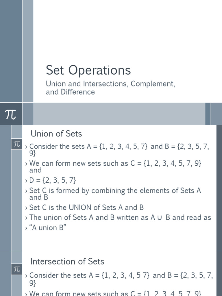 2 Set Operations Unions Intersections Complement Difference | PDF ...