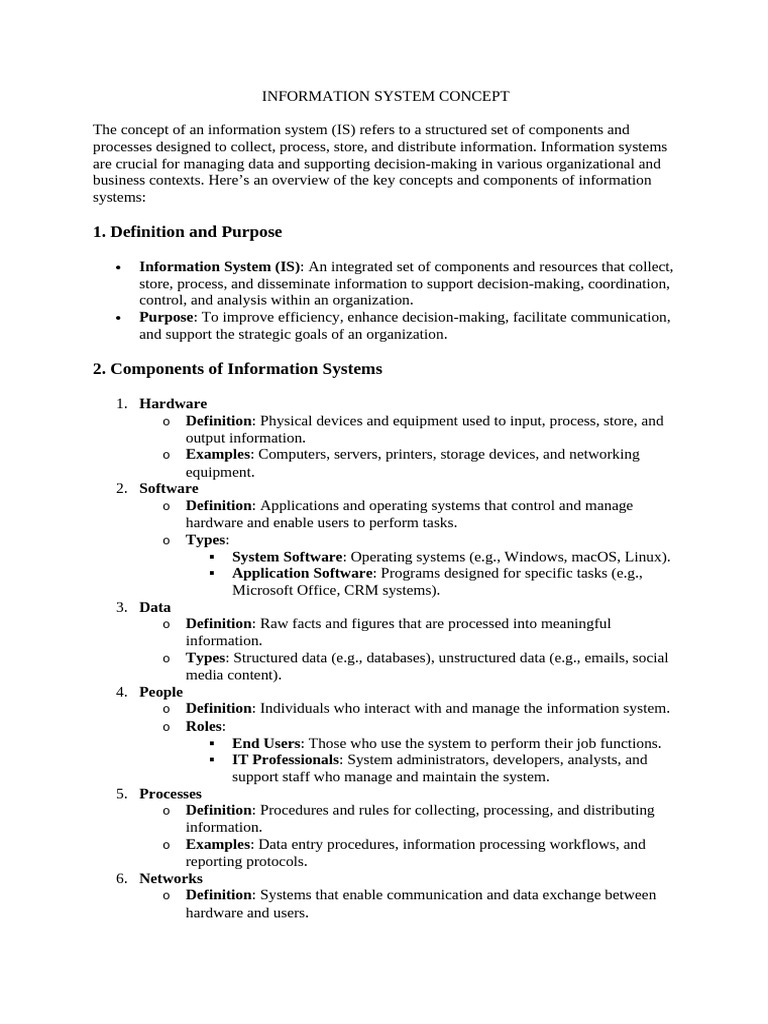 Overview of Information System Concepts | PDF | Information System | System