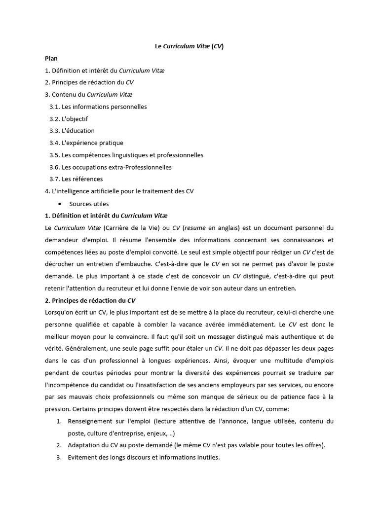 Rédaction efficace d'un Curriculum Vitæ | PDF | Évolution de carrière