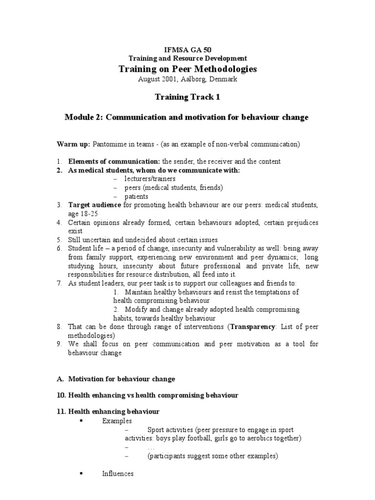Peer Communication for Health Change | PDF | Behavior | Communication
