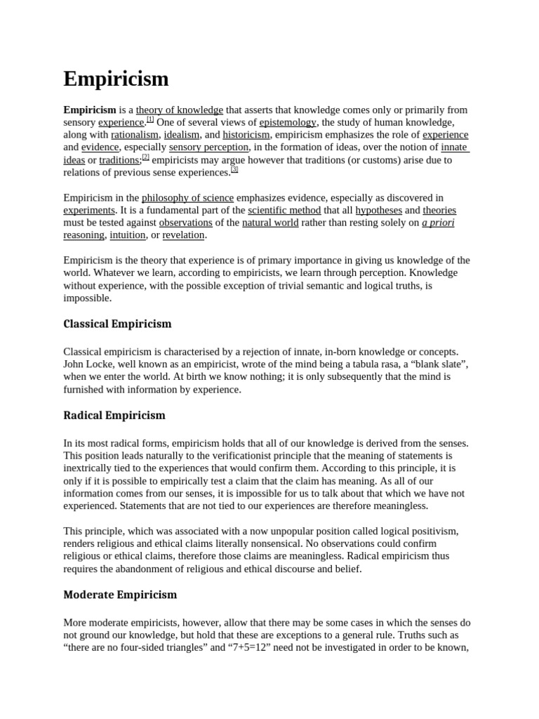 Empiricism | PDF | Empiricism | Experience