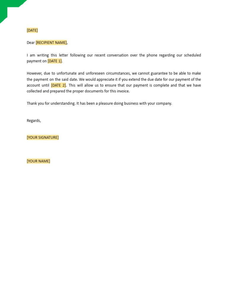 Demand For Extension Of Payment Date Template Pdf Computers