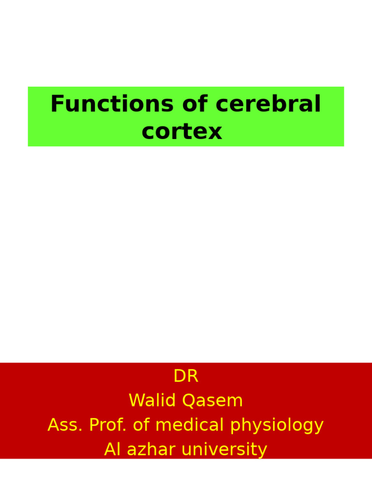 Functions of the Cerebral Cortex | PDF | Somatosensory System ...