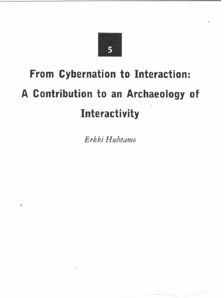 Erkki Huhtamo - From Cyber Nation To Interaction | PDF | Automation ...