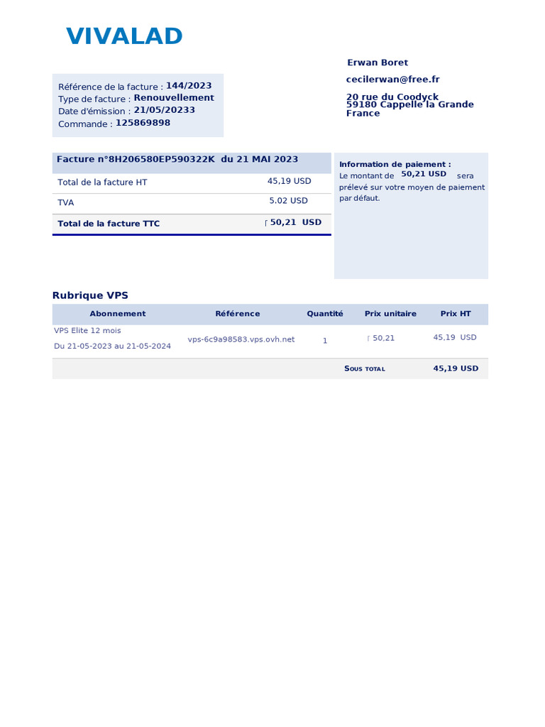 Facture OVH MA143626 - 2023 | PDF | Financement du gouvernement ...