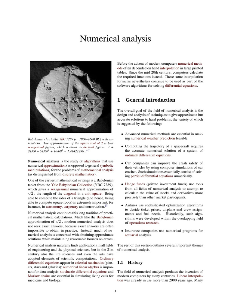 Overview of Numerical Analysis Techniques | PDF | Numerical Analysis ...