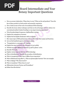 AP Board Intermediate 2nd Year Botany Important Questions