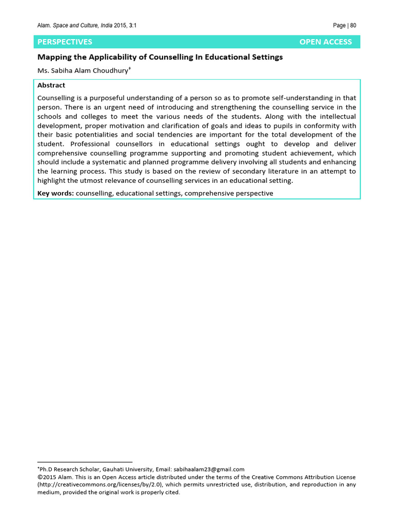 Counselling in Educational Settings | PDF | School Counselor | Mental ...