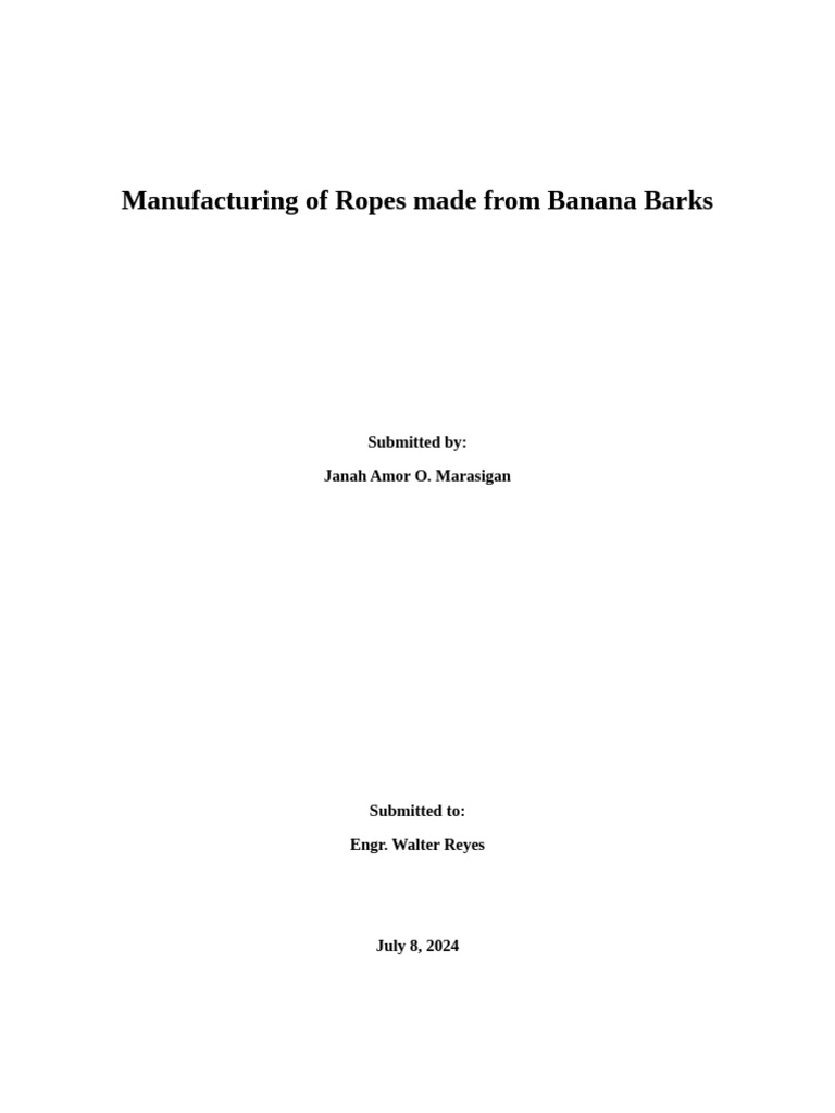Manufacturing of Ropes Made From Banana Barks | PDF | Investing | Expense