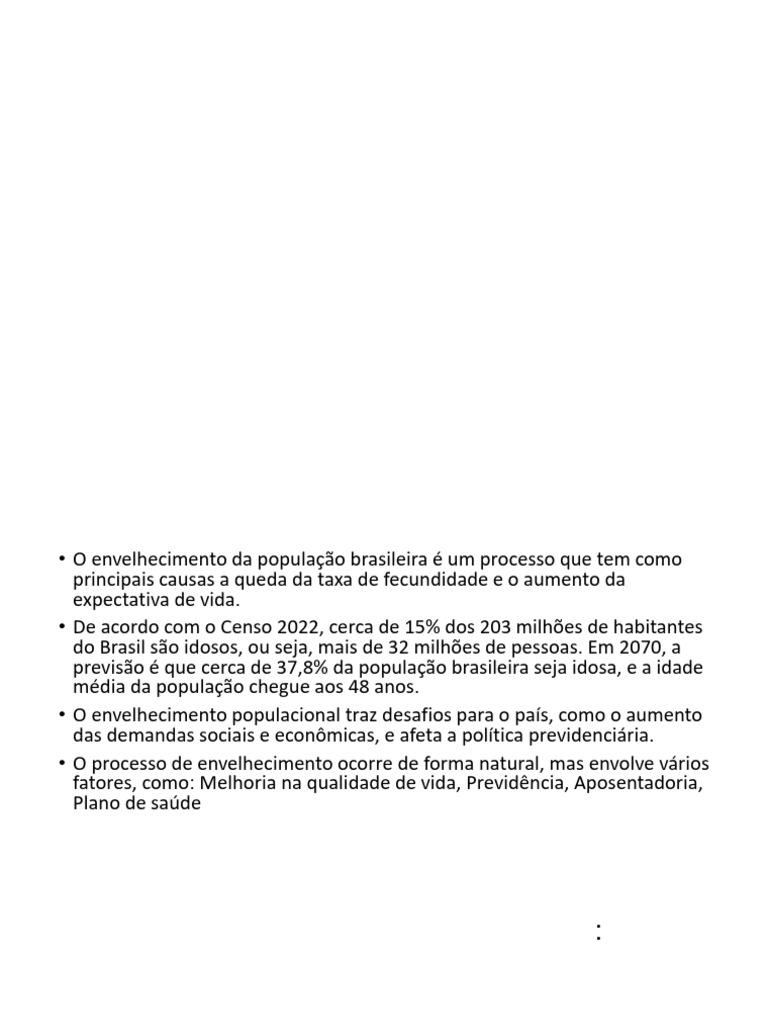 Desafios do Envelhecimento no Brasil | PDF | Terceira idade ...