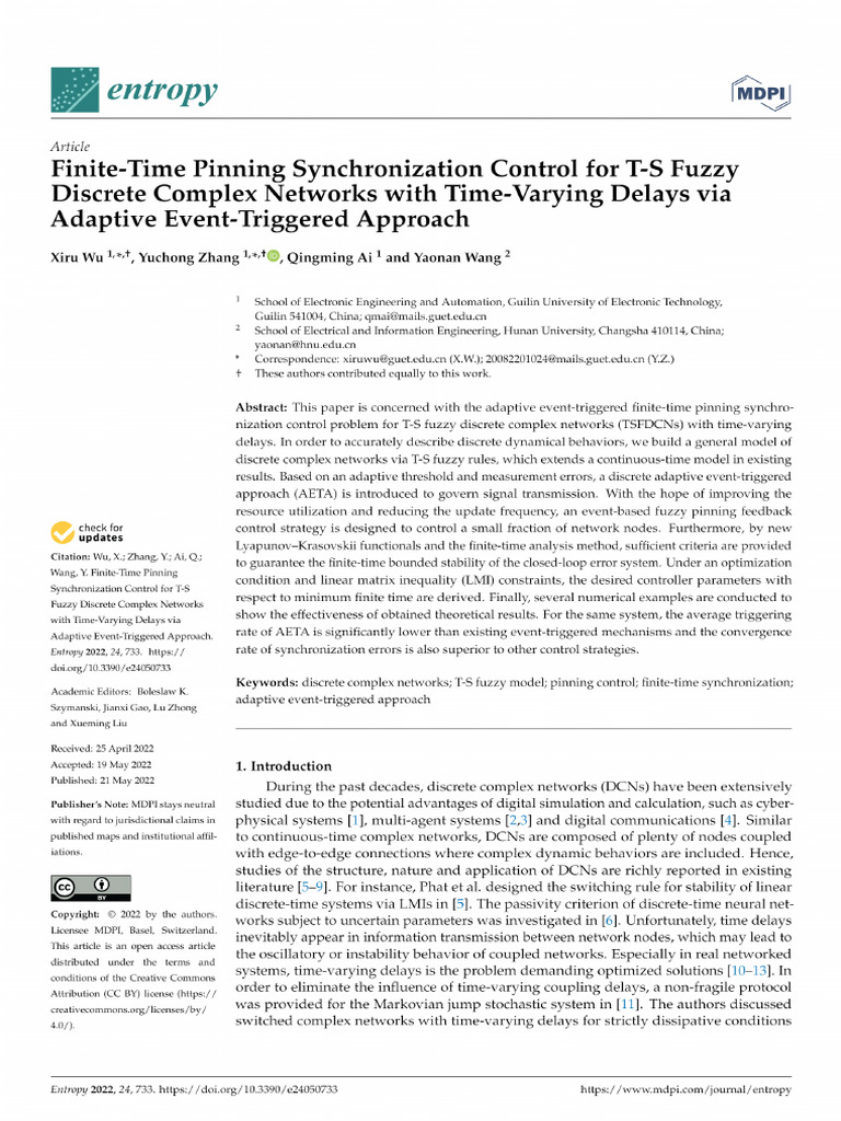 Finite-Time Pinning Synchronization Control For T-S Fuzzy Discrete ...