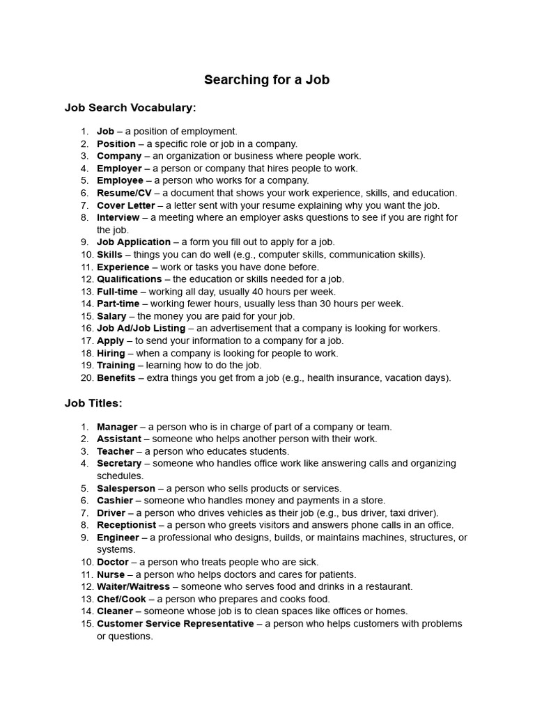 Searching for a job a2 pdf employment business
