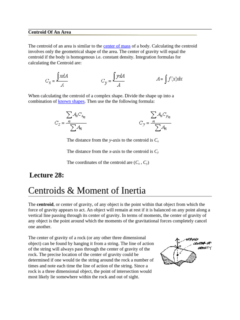 Centroid Of An Area | PDF | Center Of Mass | Area
