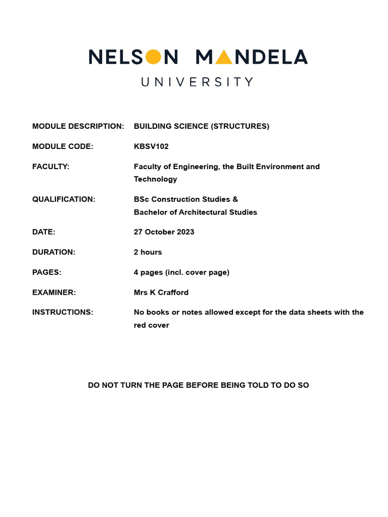Building Science Structures Exam Guide | PDF | Bending | Beam (Structure)