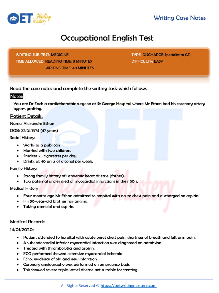 Alexandre Ethan Medicine Discharge Specialist To GP Easy | PDF