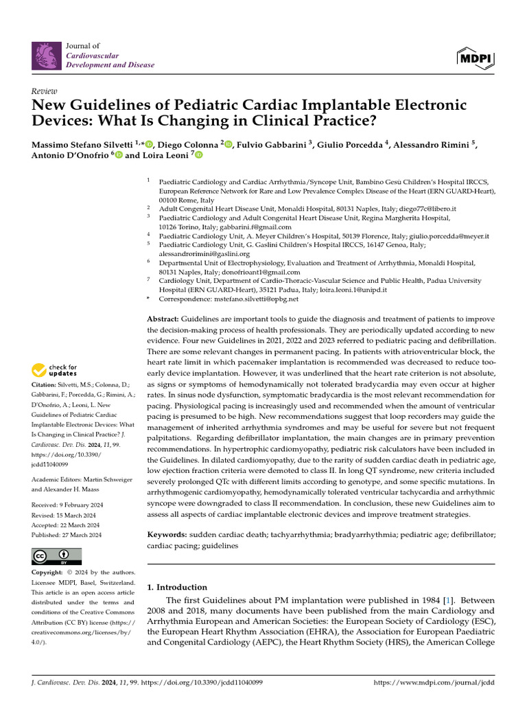 Pediatric Cardiac Device Guidelines Update | PDF | Artificial Cardiac ...