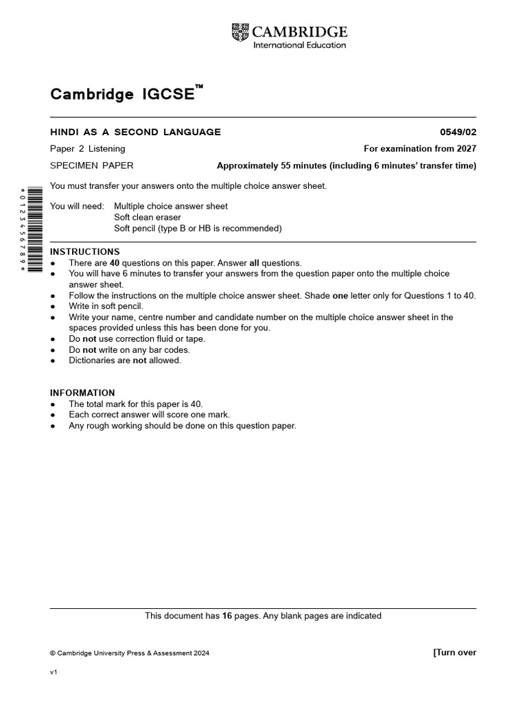 2027 Specimen Paper 2 1 | PDF