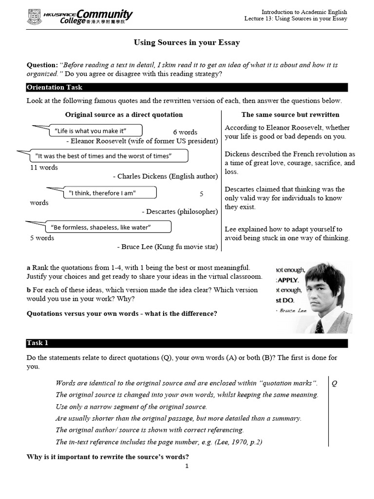 VIiIbQ-L13 (S) Using Sources in Your Essay | PDF | Phrase | Grammatical ...