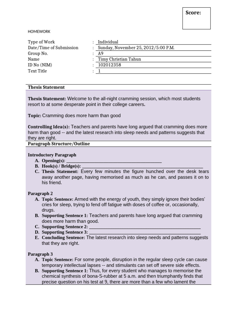 Homework template AB | PDF | Sleep Deprivation | Sleep