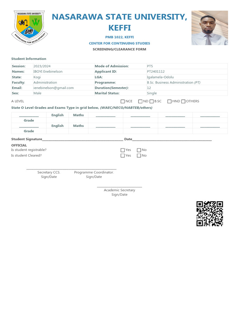 Screening Form Pdf