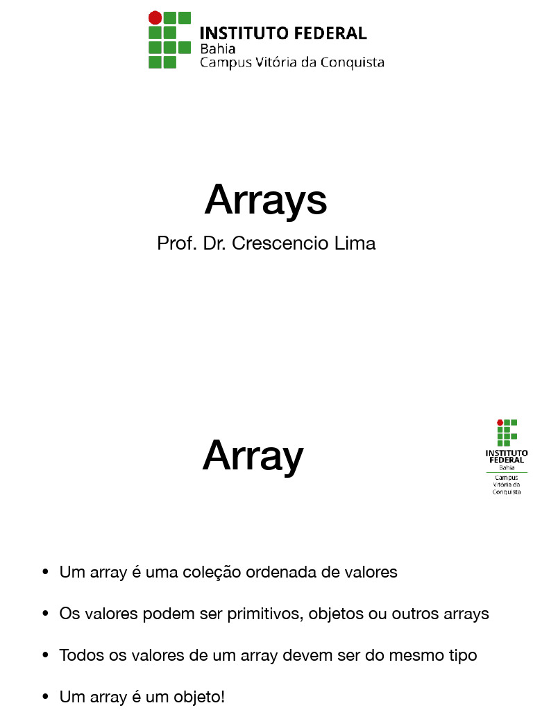 Introdução a Arrays em Java | PDF | Programação de computadores | Dados ...
