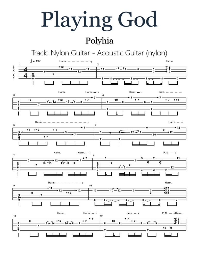 Playing God Tab by Polyhia - Songsterr Tabs With Rhythm | PDF | Guitar ...