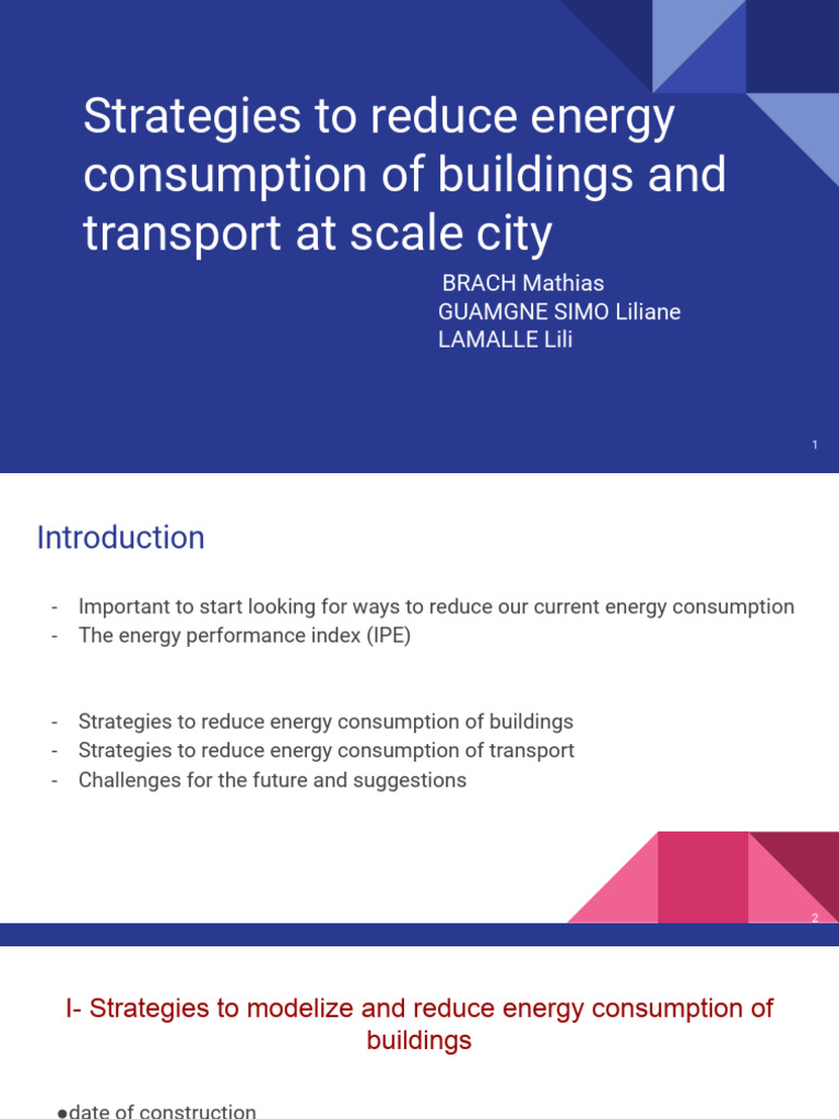 Strategies To Reduce Energy Consumption of Buildings and Transport at ...