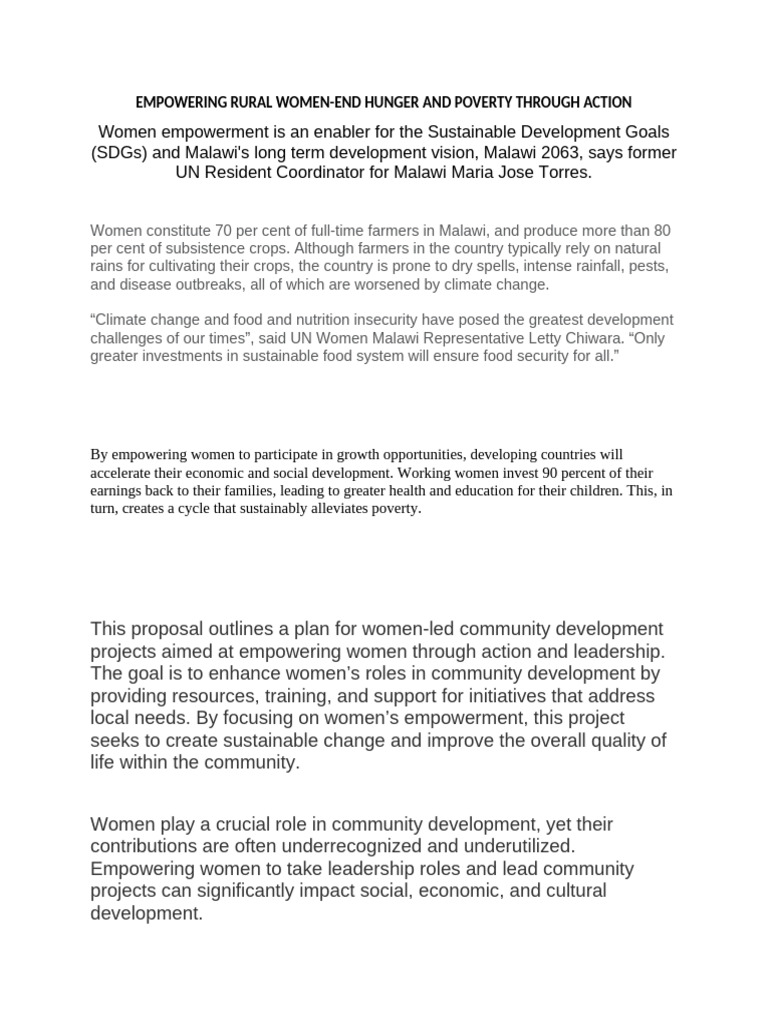 Empowering Rural Women for Development | PDF | Food Security | Poverty ...