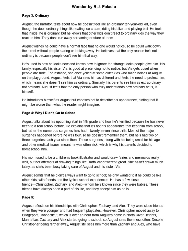Wonder - Summary | PDF | Humour