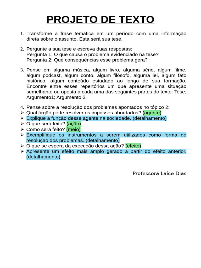 Estrutura de Projeto de Texto Dissertativo | PDF