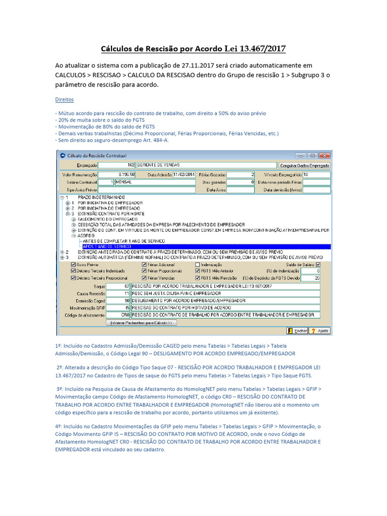 Cálculo de Rescisão por Acordo Trabalhista | PDF | Férias trabalhistas ...