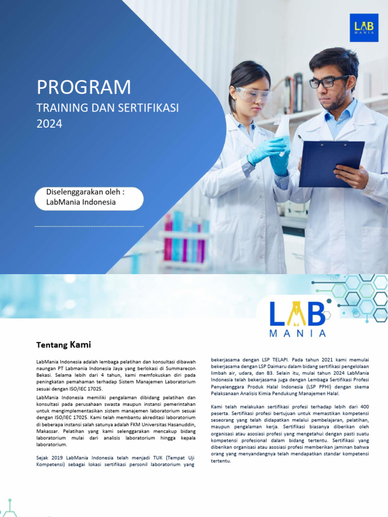 Pelatihan dan Sertifikasi Laboratorium 2024 | PDF