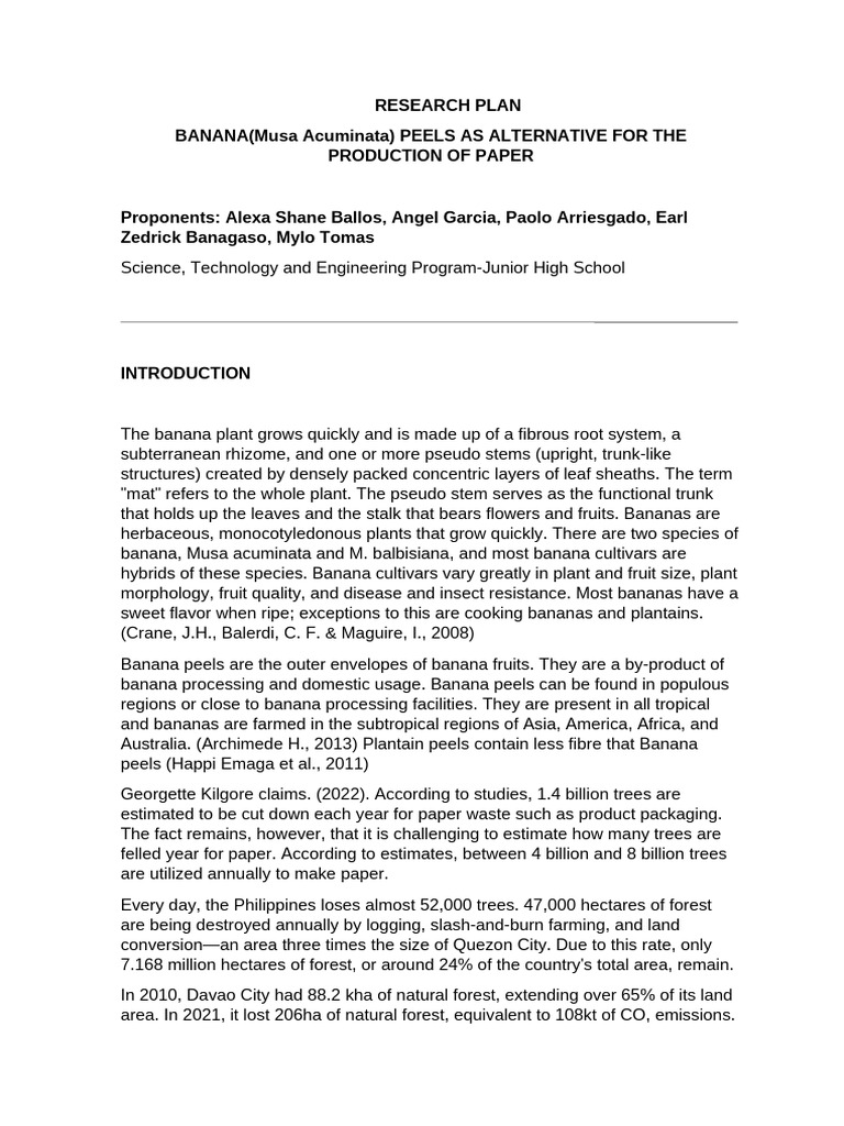 Banana Peel Paper Production Process | PDF | Banana | Paper