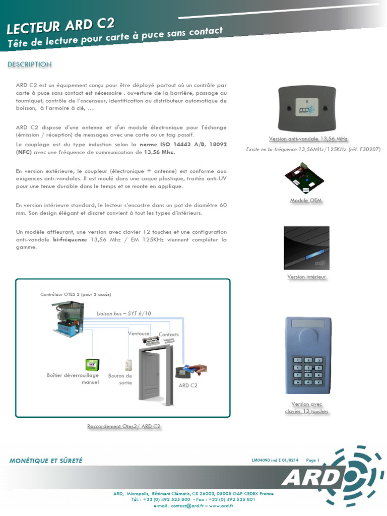 Lecteur ARD C2 : Contrôle d'accès NFC | PDF