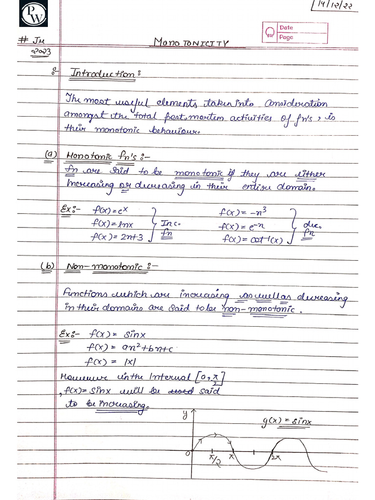 Application of Derivatives Extra Notes Prayas 2023 Live 1 | PDF