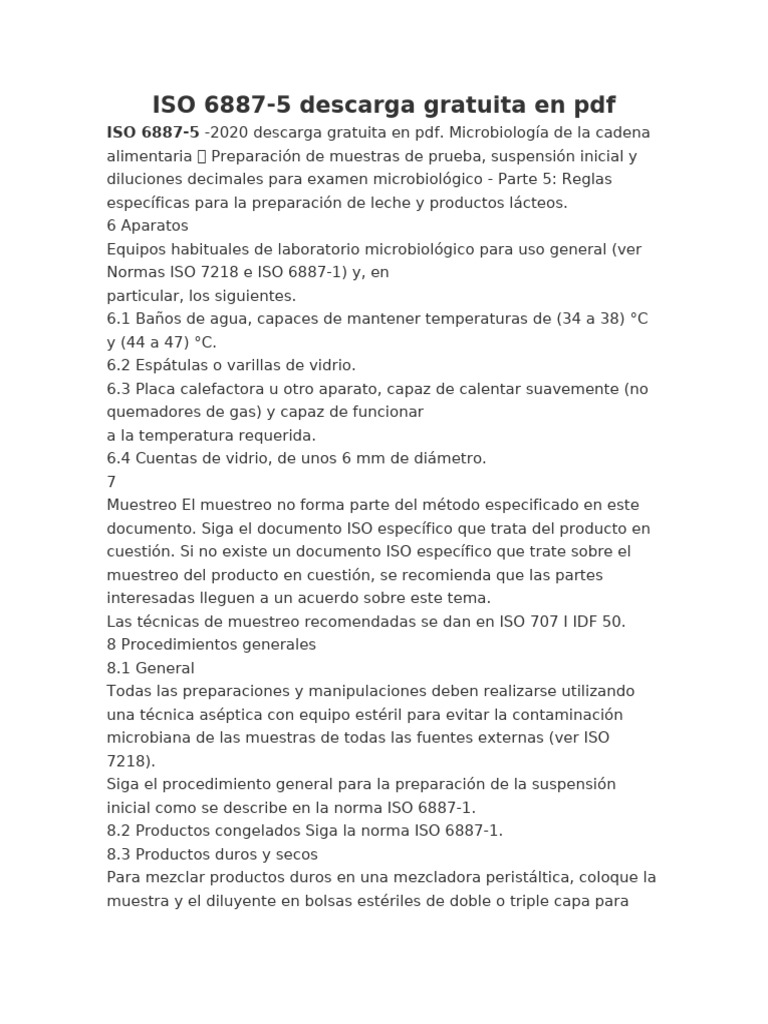 Iso 6887-5 2020 | PDF | Leche | Productos lácteos