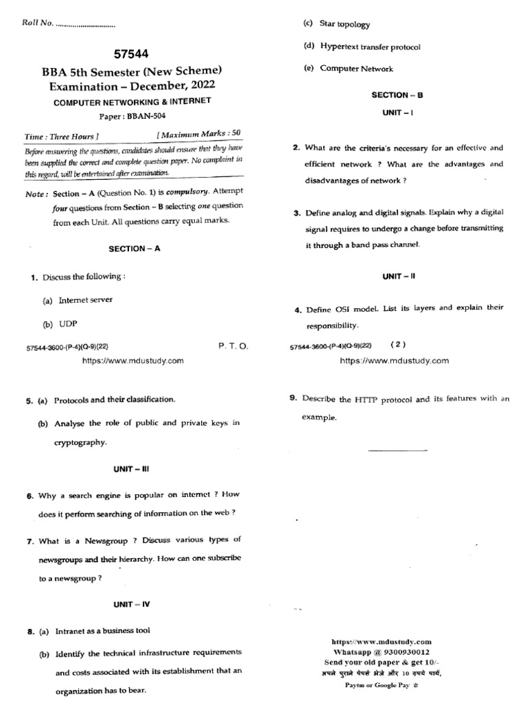 Bba 5 sem computer networking and internet 57544 dec 2022 pdf
