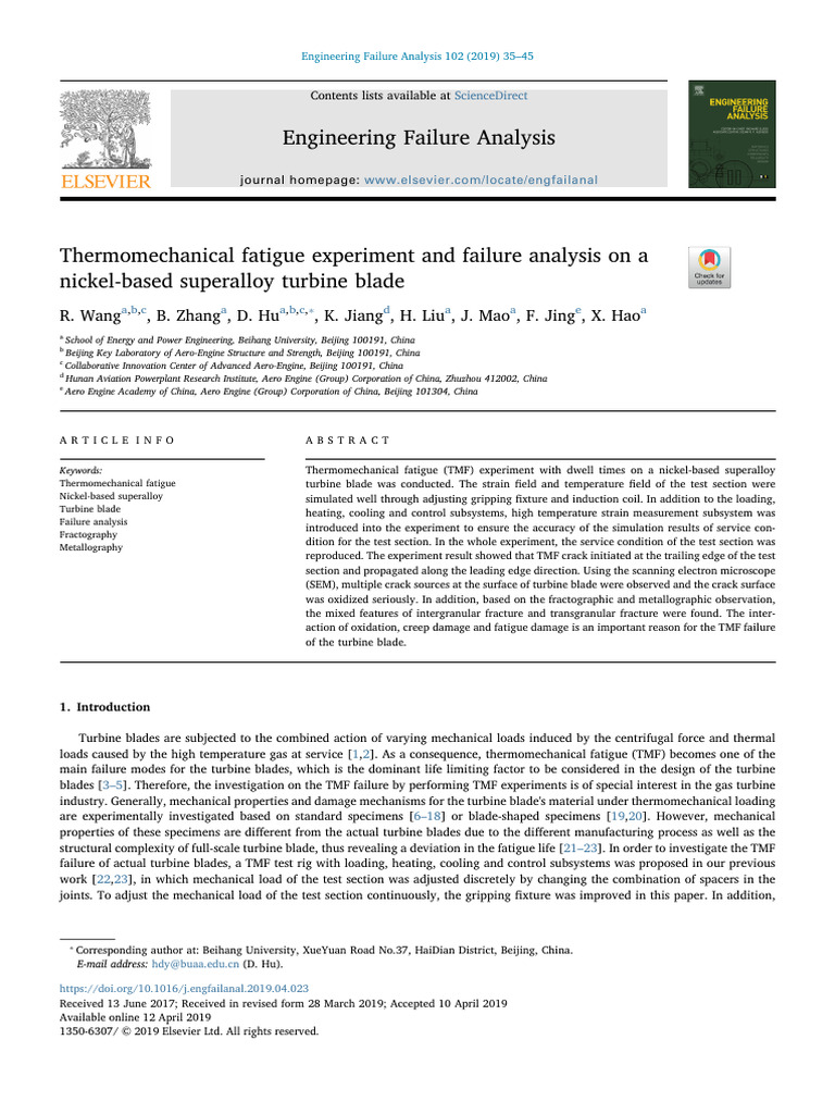 Turbine Blade Fatigue Analysis | PDF | Fracture | Creep (Deformation)