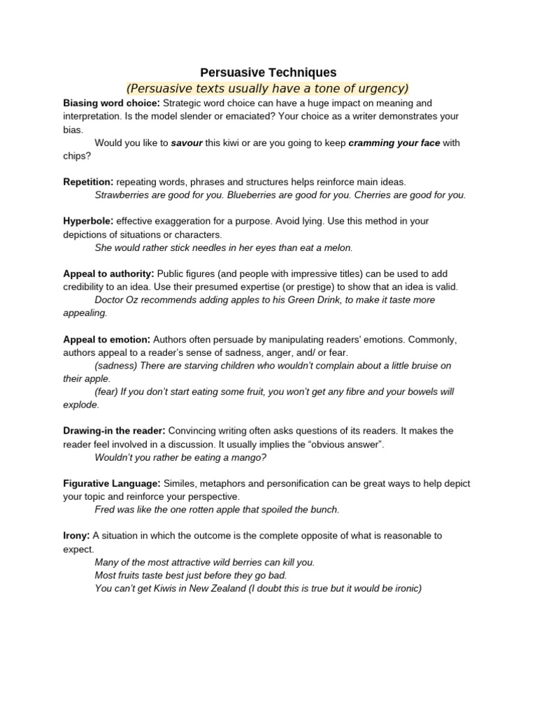 Persuasive Techniques | PDF | Argument | Cognition