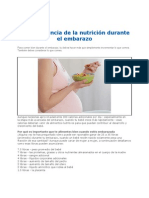 La Import An CIA de La Nutricion Durante El Embarazo 2012